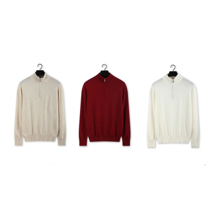 brunello cucinelli wool cashmere half-zip sweater